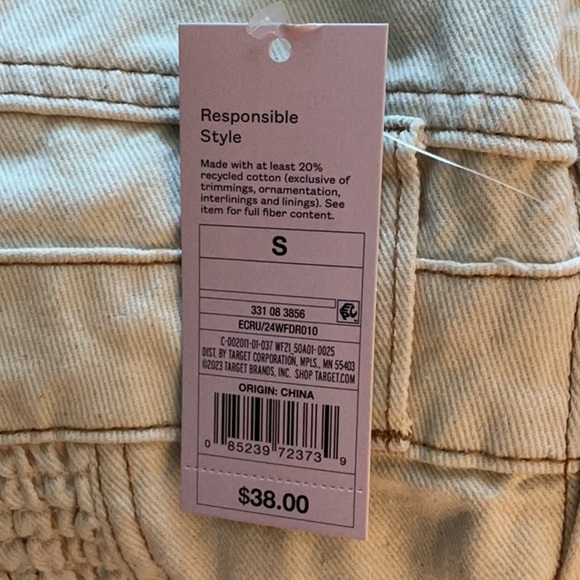 Wild Fable Cream Denim Strapless Cargo Jumpsuit Small NWT - Picture 2 of 7